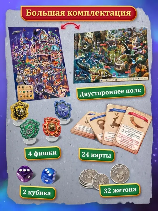Настольная игра-бродилка &laquo;Битва факультетов&raquo;, 2 в 1, 6+