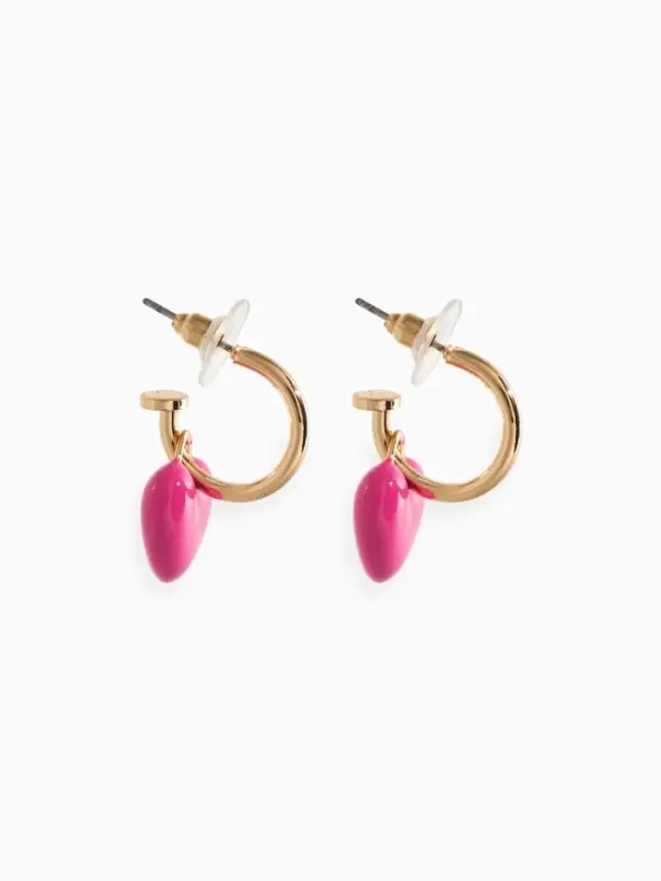 Серьги со съёмными подвесками &laquo;Сердца&raquo;, ярко-розовые в золоте