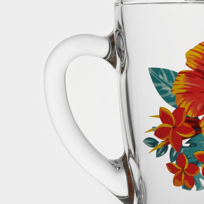 Кружка стеклянная «Тропические цветы», 300 мл, рисунок МИКС Кружка стеклянная «Тропические цветы», 300 мл, рисунок МИКС