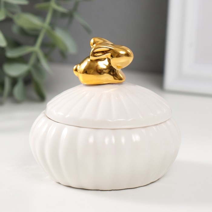 Шкатулка керамика Шкатулка керамика "Золотой кролик" МИКС 7,5х7,5х7 см