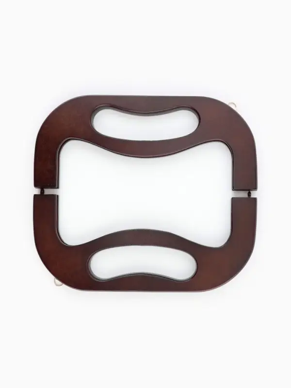 Ручка-фермуар для сумки, деревянная, на магнитах, с креплением, 27&times;12&times;2.5 см, коричневая