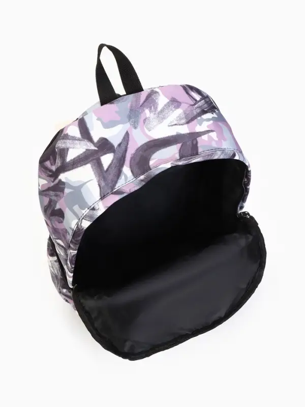 Рюкзак школьный на молнии, с карманами, с принтом, размер 30&times;13&times;42 см, сиреневый