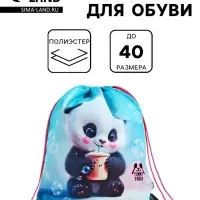 Мешок для обуви deVENTE на шнурке, с сеткой, принтом, размер 47&times;1&times;40 см, голубой