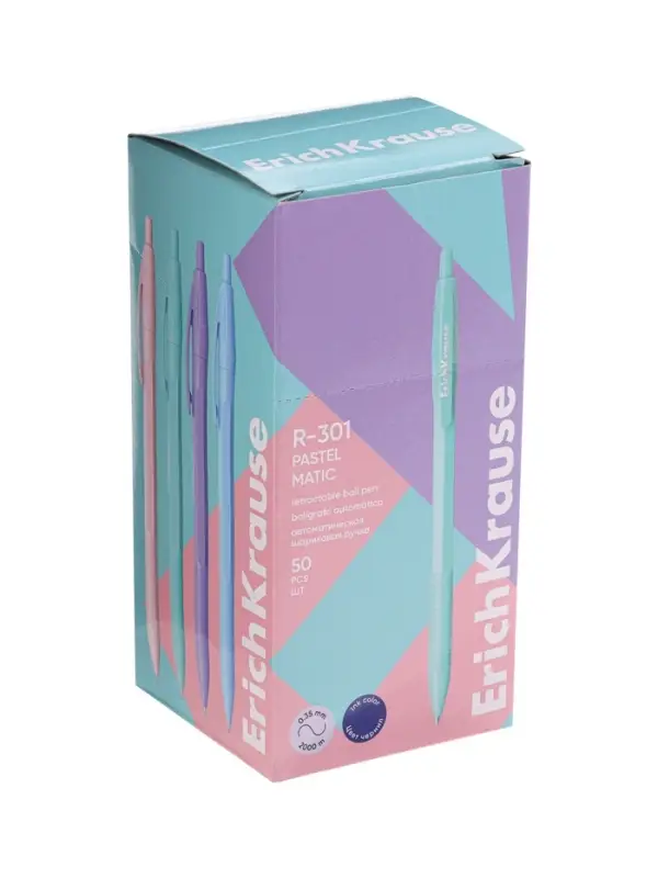 Ручка шариковая автоматическая, ErichKrause R-301 Matic Pastel, 0.7 мм, синяя Ручка шариковая автоматическая, ErichKrause R-301 Matic Pastel, 0.7 мм, синяя