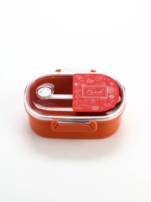 Ланч - бокс овальный с 3 секциями и ложкой &laquo;Bon appetit&raquo;, 19 х 14,5 х 6 см