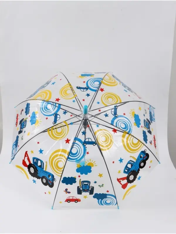 Зонт детский прозрачный купол &laquo;Синий трактор&raquo; d=76 см