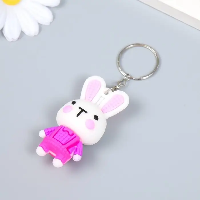 Брелок резина Брелок резина "Зайчик в комбинезоне" МИКС 3х1,7х6 см