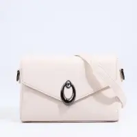 Сумка женская мессенджер на магните, 24&times;10&times;15 см, однотонная, белая