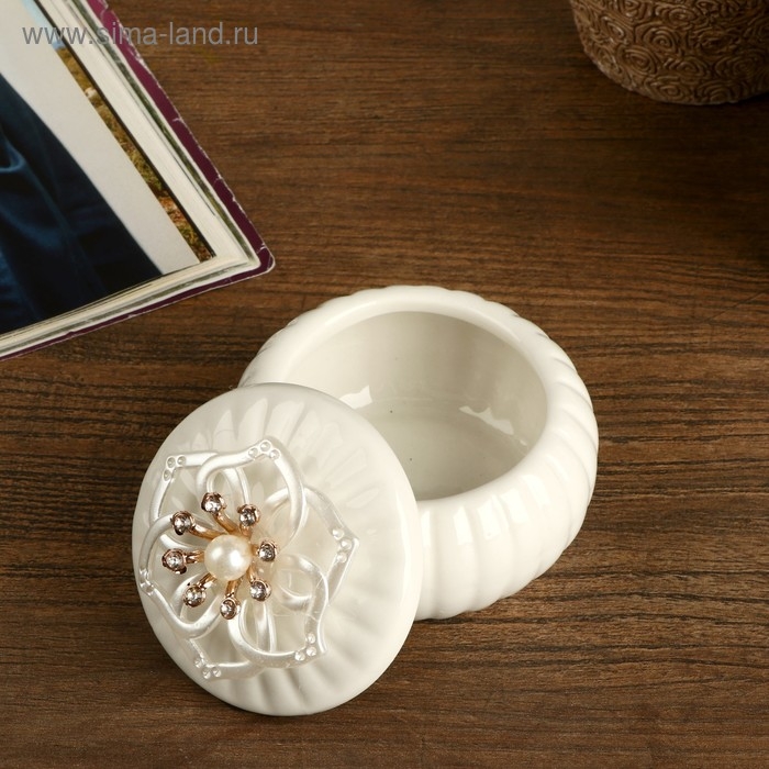 Шкатулка керамика "Перламутровый цветок" МИКС 5,8х7,5х7,5 см