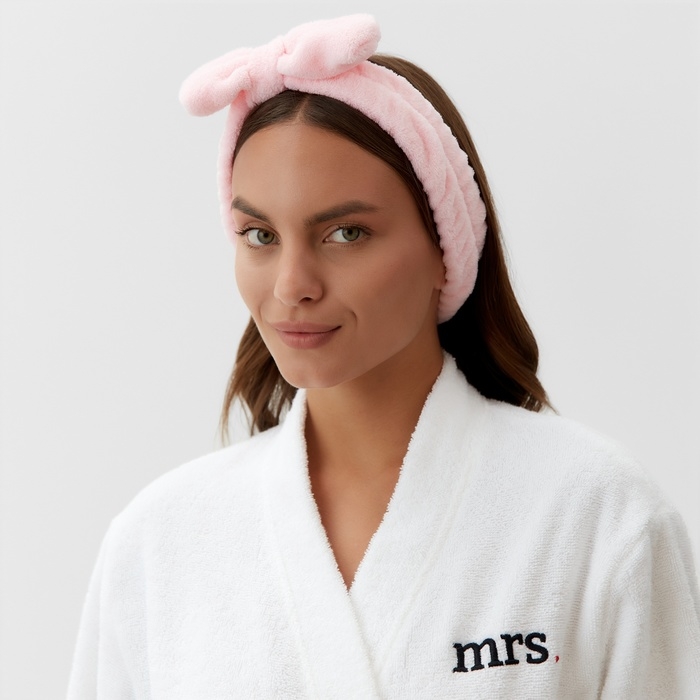 Повязка для умывания из микрофибры Доляна «Бантик», цвет розовый Повязка для умывания из микрофибры Доляна «Бантик», цвет розовый