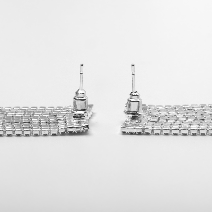 Серьги висячие со стразами «Водопад» ладья, цвет белый в серебре, 7,5см Серьги висячие со стразами «Водопад» ладья, цвет белый в серебре, 7,5см