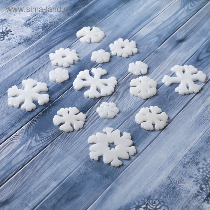 Наклейка на стекло Наклейка на стекло "Белые снежинки" (набор 14 шт) 18,5х18,5 см