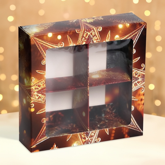 Новый год. Коробка под 4 конфеты Новый год. Коробка под 4 конфеты "Новогодняя звезда", 12,6 х 12,6 х 3,8 , кондитерская упаковка