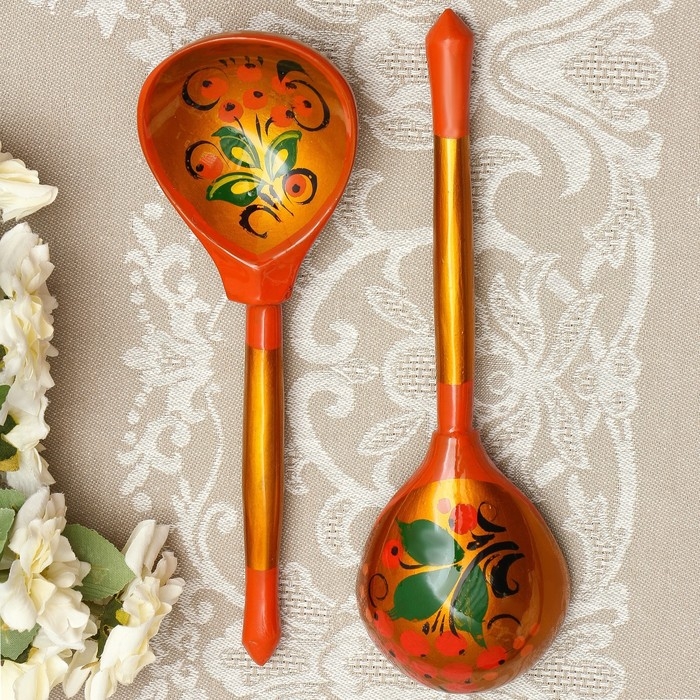 Ложка полубаская &laquo;Традиционная&raquo;, золото, 19&times;6 см, хохлома