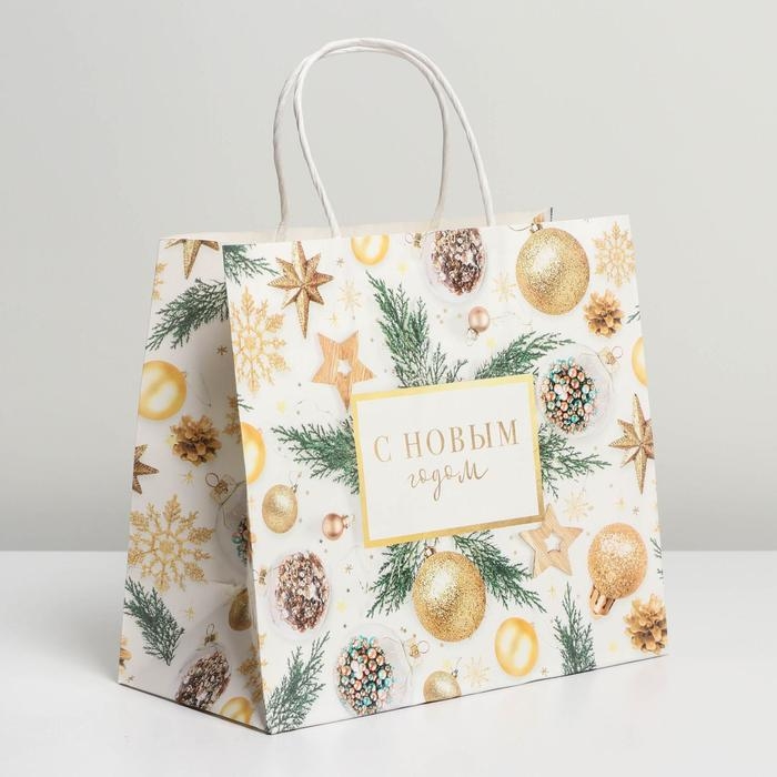 Пакет подарочный новогодний крафтовый «Сказочный праздник», 25 х 22 х 12 см, Новый год Пакет подарочный новогодний крафтовый «Сказочный праздник», 25 х 22 х 12 см, Новый год