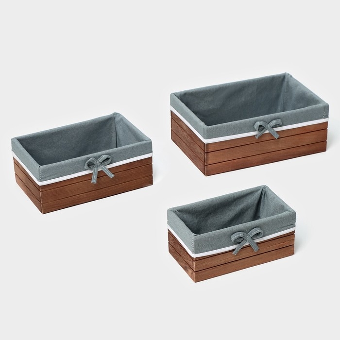 Набор интерьерных корзин ручной работы LaDо́m, прямоугольные, 3 шт, размер: 20×11×9 см, 24×15×10 см, 28×19×11 см Набор интерьерных корзин ручной работы LaDо́m, прямоугольные, 3 шт, размер: 20×11×9 см, 24×15×10 см, 28×19×11 см