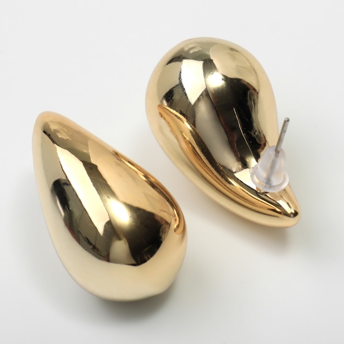 Серьги пластик «Капля» изогнутая мах, цвет золото Серьги пластик «Капля» изогнутая мах, цвет золото