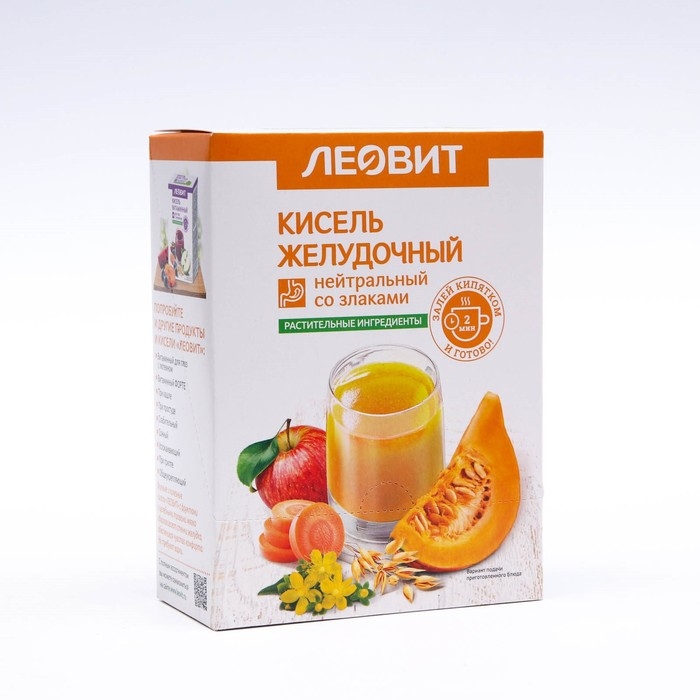 Кисель Леовит  Кисель Леовит "Желудочный", нейтральный, со злаками, 5 пакетов по 20 г