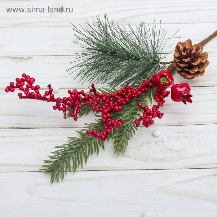 Декор  Декор "Зимние мечты" ягоды, шишка, 30 см