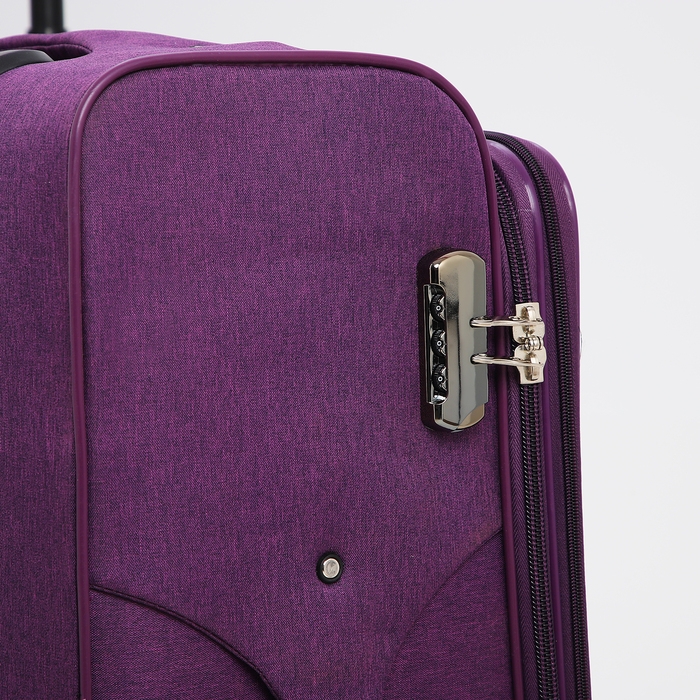 Чемодан большой 95 л (L), отдел на молнии, с расширением, кодовый замок, 3 колеса, 2 наружных кармана, цвет фиолетовый Чемодан большой 95 л (L), отдел на молнии, с расширением, кодовый замок, 3 колеса, 2 наружных кармана, цвет фиолетовый