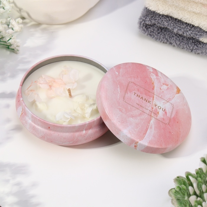 Свеча ароматическая из соевого воска с сухоцветом Свеча ароматическая из соевого воска с сухоцветом "Свежий нектарин", 3х8,5 см, 110 г