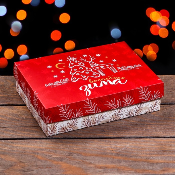 Подарочная коробка сборная Подарочная коробка сборная "Снежинки", 21 х 15 х 5,7 см