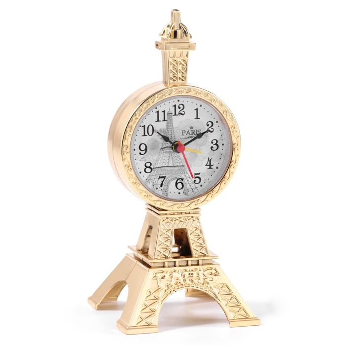 Часы - будильник настольные Часы - будильник настольные "Эйфелева башня", дискретный ход, d-6.5 см, 19 х 8.5 см, АА