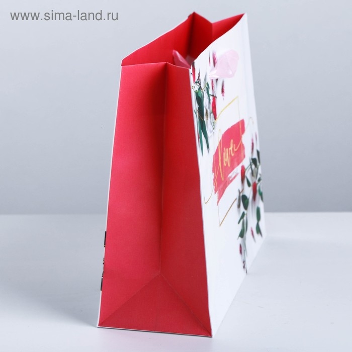 Пакет подарочный ламинированный, упаковка, «Любовь дарит тебе счастье», 22 х 17.5 х 8 см Пакет подарочный ламинированный, упаковка, «Любовь дарит тебе счастье», 22 х 17.5 х 8 см