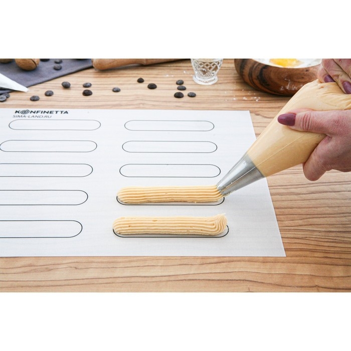 Армированный коврик для выпечки KONFINETTA «Эклер», силикон, 38×28 см, 0,4 мм, цвет белый Армированный коврик для выпечки KONFINETTA «Эклер», силикон, 38×28 см, 0,4 мм, цвет белый