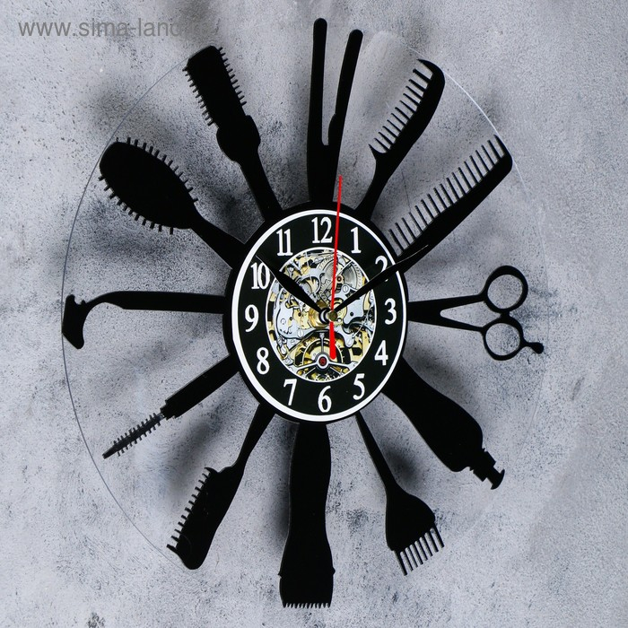 Часы настенные, серия: Интерьер, Часы настенные, серия: Интерьер, "Парикмахерская", плавный ход, 30 х 30 см