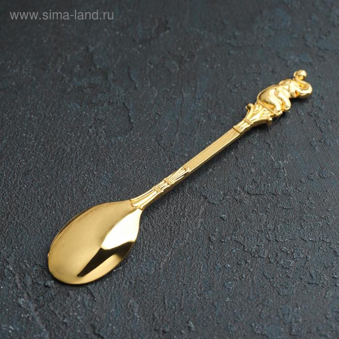 Набор ложек на подставке &laquo;Слон&raquo;, 8&times;4&times;16 см , ложки h=12 см, 6 шт, цвет золотой
