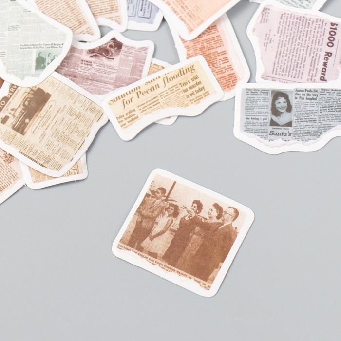 Наклейки для творчества Наклейки для творчества "Газетные вырезки" набор 46 шт 4,4х4,4х1,1 см