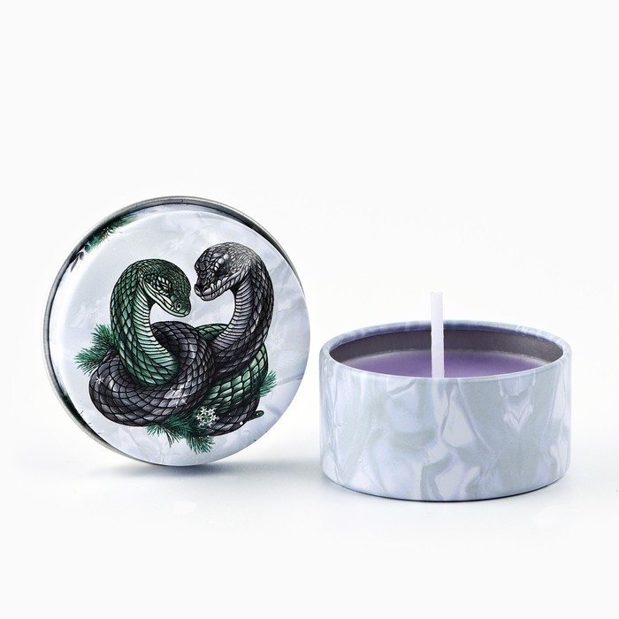 Свеча новогодняя в железной банке «Новый год: Змейки«Новый год: аромат сирень, 4.8 см Свеча новогодняя в железной банке «Новый год: Змейки«Новый год: аромат сирень, 4.8 см