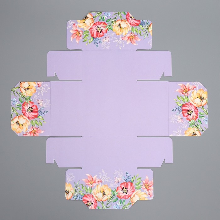 Коробка подарочная складная, упаковка, «Цветы», 14 х 14 х 8 см