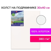 Холст на подрамнике 30 х 40 см, 380 г/м2, грунтованный, 100% хлопок, BRAUBERG ART (192196)