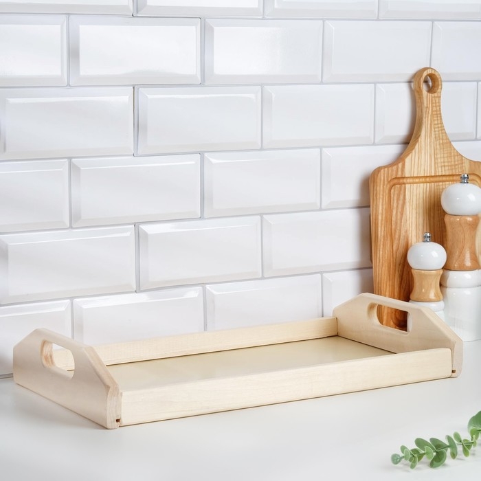 Поднос деревянный Поднос деревянный "Дачный", МАССИВ, 25×45×6,5 см