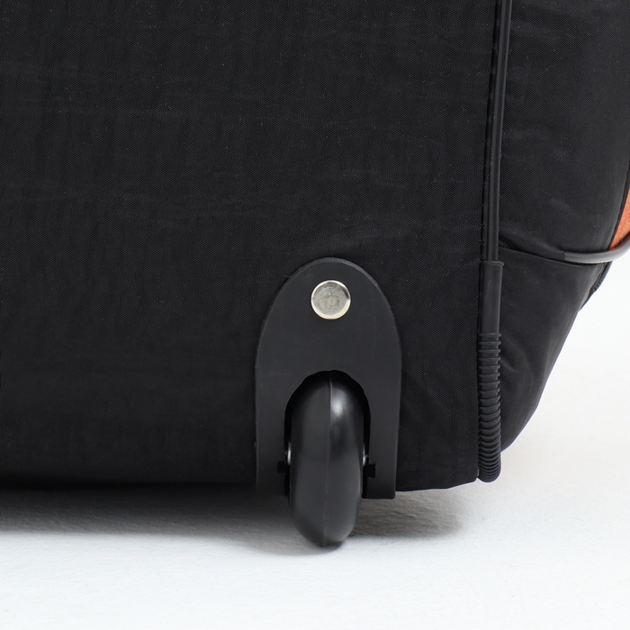 Сумка дорожная на колёсах, отдел на молнии, отдел для обуви, 3 наружных кармана, цвет чёрный/оранжевый Сумка дорожная на колёсах, отдел на молнии, отдел для обуви, 3 наружных кармана, цвет чёрный/оранжевый