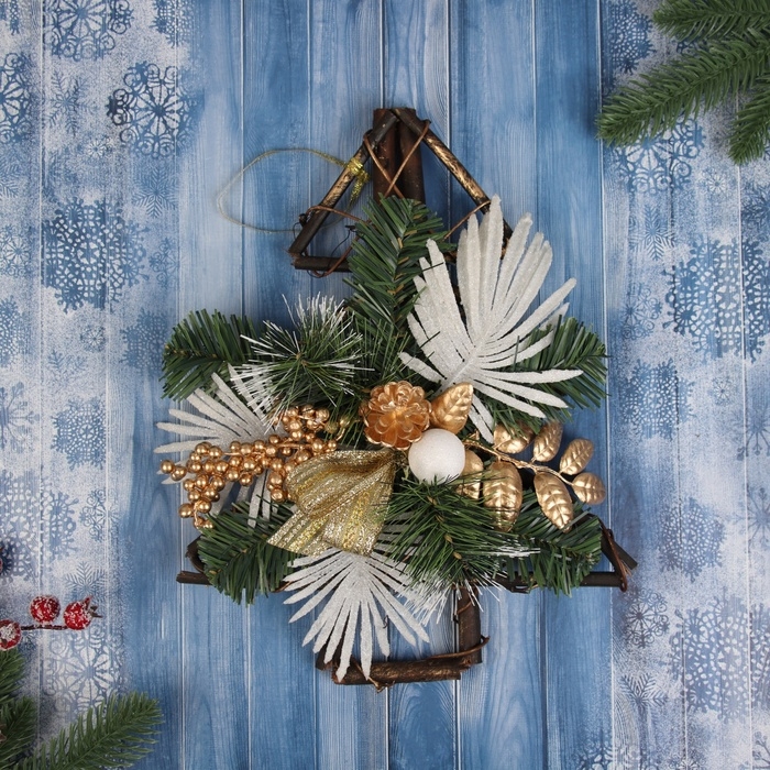 Украшение ёлочное  Украшение ёлочное "Ветка ажурная на ёлке" 31х24 см