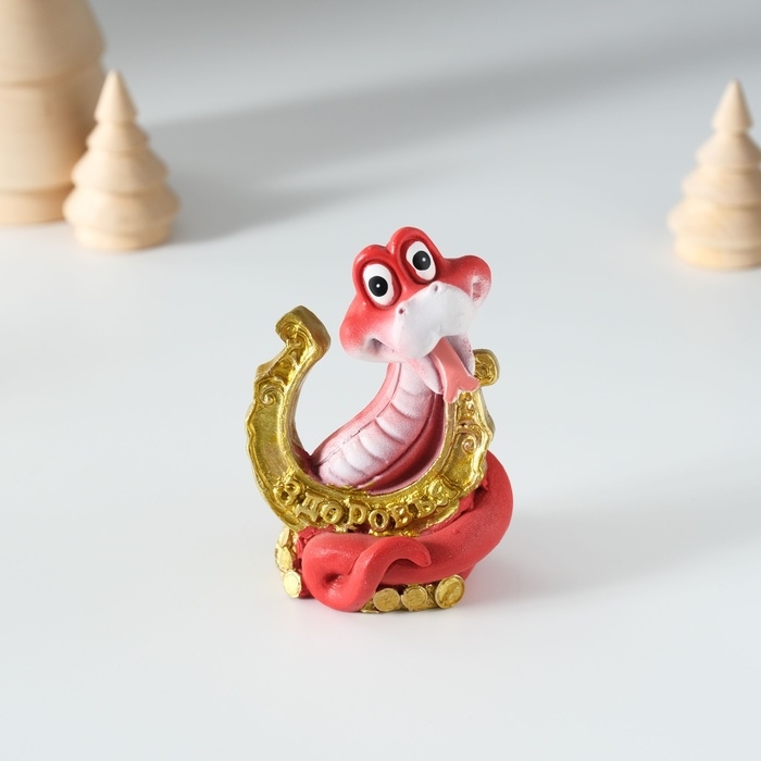 Сувенир полистоун Сувенир полистоун "Змейка с подковой" МИКС 5,5х4х8 см