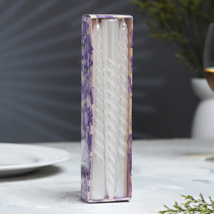 Набор Свечей витых, 1,9х 20 см, 6 штук, перламутровый металлик