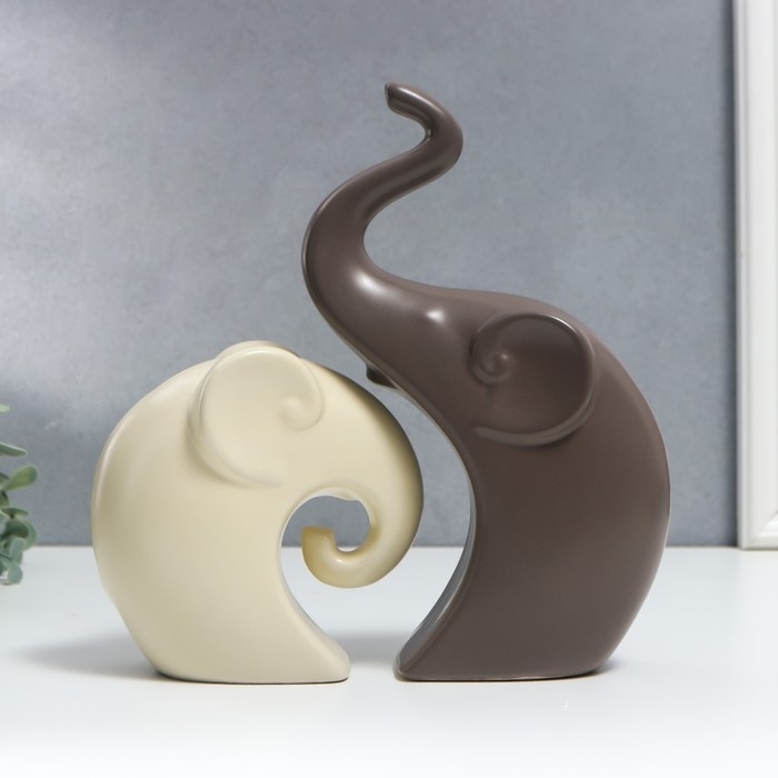 Сувенир керамика Сувенир керамика "Два слона" матовый набор 2 шт 12х12 22х13 см МИКС
