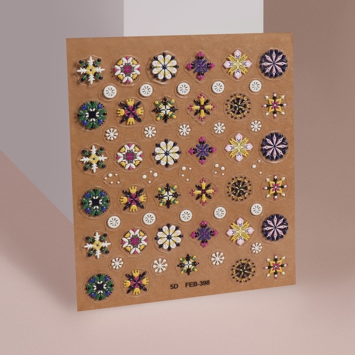 Наклейки для ногтей «Праздничное настроение», объёмные, разноцветные Наклейки для ногтей «Праздничное настроение», объёмные, разноцветные