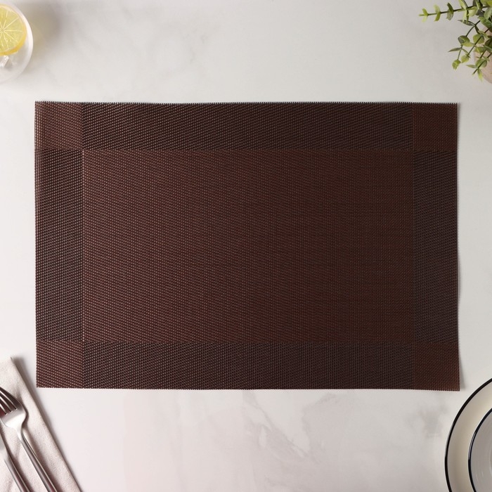 Салфетка сервировочная на стол Доляна «Шахматы», 45×30 см цвет коричневый