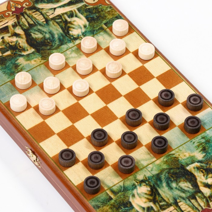 Нарды деревянные большие, настольная игра Нарды деревянные большие, настольная игра "Волк", 40 х 40 см, с шашками