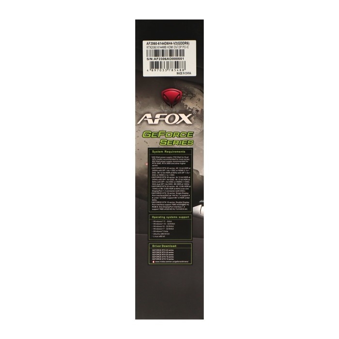 Видеокарта Afox RTX2060, 6Гб, 192bit, GDDR6, DVI, HDMI, DP, HDCP Видеокарта Afox RTX2060, 6Гб, 192bit, GDDR6, DVI, HDMI, DP, HDCP