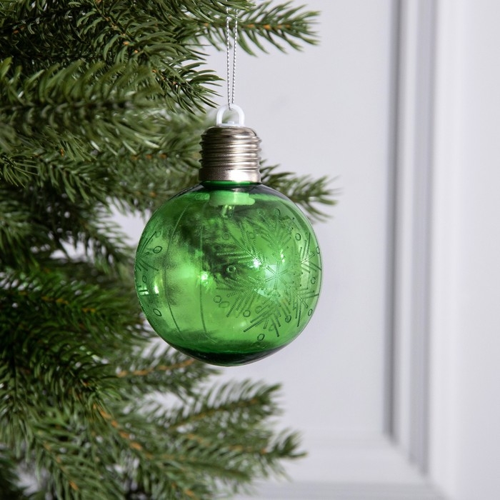 Ёлочный шар «Снежинка», батарейки, 1 LED, свечение тёплое белое Ёлочный шар «Снежинка», батарейки, 1 LED, свечение тёплое белое