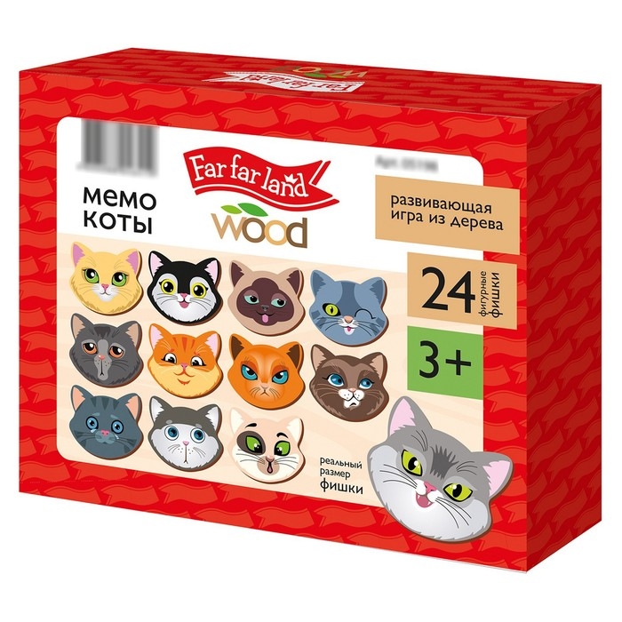 Игра настольная мемо «Коты» Far far land wood (24 фишки в коробке) Игра настольная мемо «Коты» Far far land wood (24 фишки в коробке)