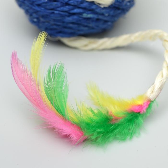 Шар из сизали с перьями  Шар из сизали с перьями "Лоретта", 6.5 см, микс цветов