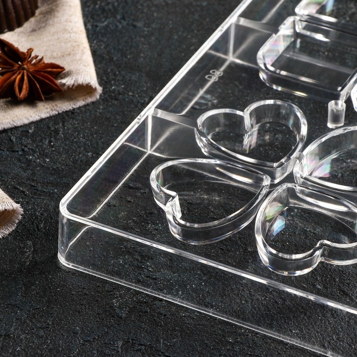 Форма для конфет и шоколада «Мерси», 8 ячеек, 20×12×2,5 см, цвет прозрачный Форма для конфет и шоколада «Мерси», 8 ячеек, 20×12×2,5 см, цвет прозрачный