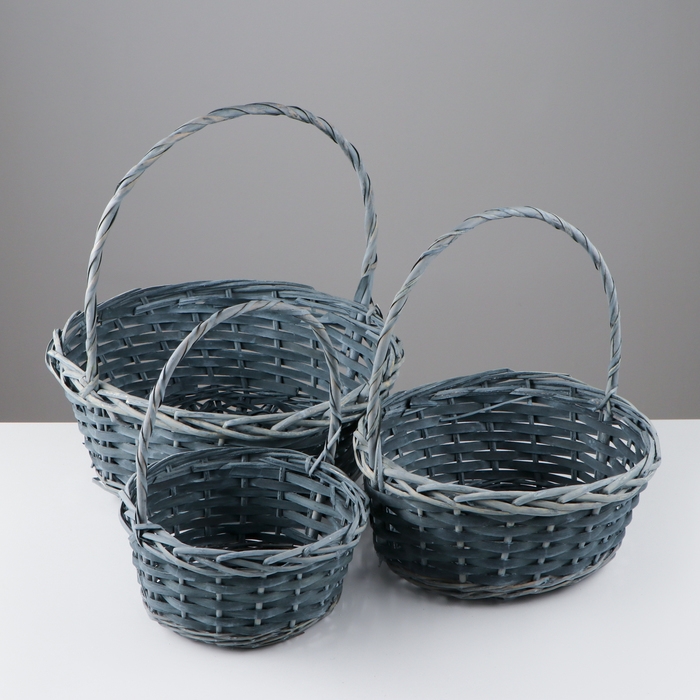 Набор корзин плетеных, 36 x 36 x 14 x 37см/30 x 30 x 12.5 x 32см/25x25x11x28см, ива Набор корзин плетеных, 36 x 36 x 14 x 37см/30 x 30 x 12.5 x 32см/25x25x11x28см, ива